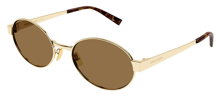 Saint Laurent NEW WAVE SL 692 004 Oval Metal Gold Sunglasses with Brown Lens