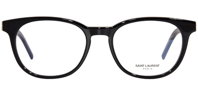 Saint Laurent MONOGRAM SL M111O 001 Round Plastic Black Eyeglasses with Logo Stamped Demo Lenses