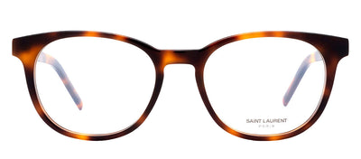 Saint Laurent MONOGRAM SL M111O 002 Round Plastic Havana Eyeglasses with Logo Stamped Demo Lenses