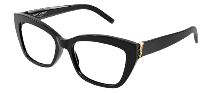 Saint Laurent MONOGRAM SL M117O 001 Cat-Eye Plastic Black Eyeglasses with Logo Stamped Demo Lenses