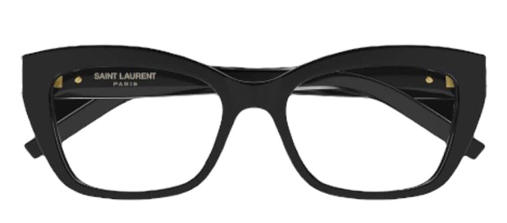 Saint Laurent MONOGRAM SL M117O 001 Cat-Eye Plastic Black Eyeglasses with Logo Stamped Demo Lenses