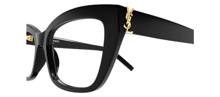 Saint Laurent MONOGRAM SL M117O 001 Cat-Eye Plastic Black Eyeglasses with Logo Stamped Demo Lenses