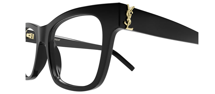 Saint Laurent MONOGRAM SL M118O 001 Square Plastic Black Eyeglasses with Logo Stamped Demo Lenses