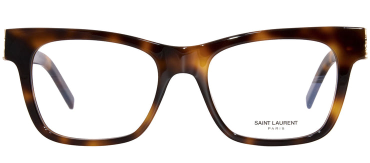 Saint Laurent MONOGRAM SL M118O 002 Square Plastic Havana Eyeglasses with Logo Stamped Demo Lenses