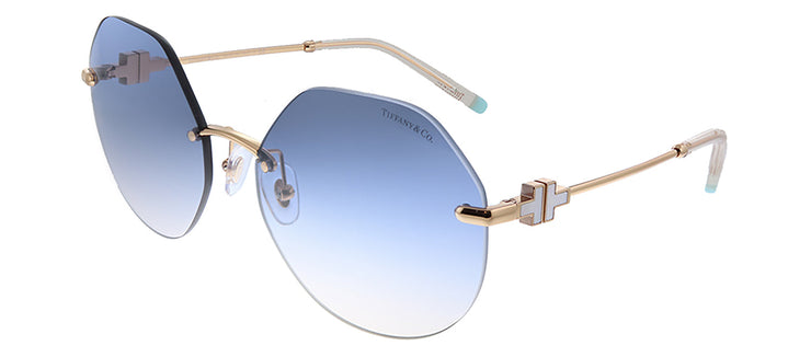 Tiffany & Co. TF 3077 616016 Geometric Metal Gold Sunglasses with Blue Gradient Lens