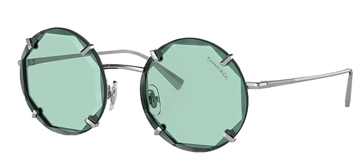 Tiffany & Co. TF 3091 6001D9 Geometric Metal Silver Sunglasses with Azure Blue Lens