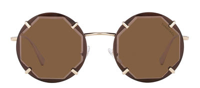 Tiffany & Co. TF 3091 602173 Round Metal Gold Sunglasses with Brown Lens