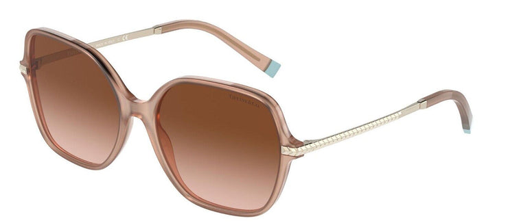 Tiffany & Co. TF 4191 83473B Geometric Plastic Opal Pink Sunglasses with Brown Shaded Gradient Lens