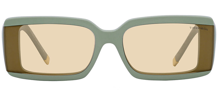 Tiffany & Co. TF 4197 8365/8 Rectangular Plastic Matte Sage Green Sunglasses with Light Yellow Solid Color Lens