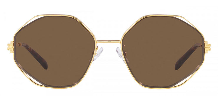 Tory Burch TY 6095 335973 Geometric Metal Gold Sunglasses with Brown Lens