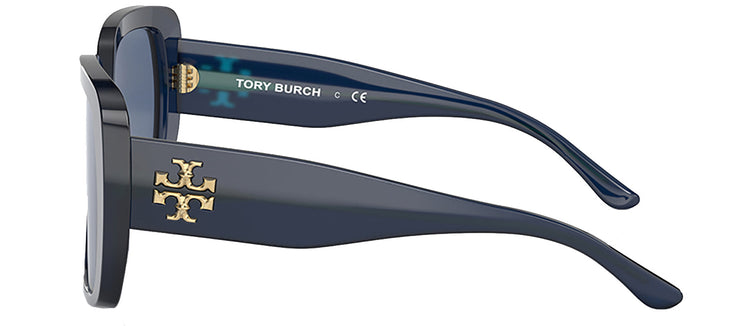 Tory Burch TY 7112UM 165680 Square Plastic Milky Navy Sunglasses with Navy Classic Lens