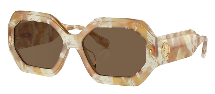 Tory Burch TY 7192U 194973 Geometric Plastic Tortoise Sunglasses with Brown Lens