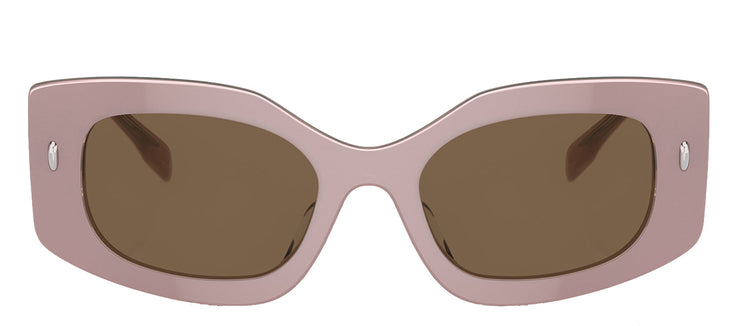 Tory Burch TY 7202U 194773 Irregular Acetate Pearlized Pink Sunglasses with Dark Brown Solid Color Lens