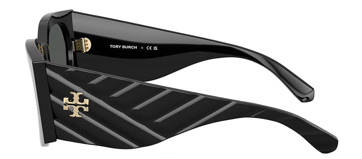 Tory Burch TY 7221U 170987 Rectangle Plastic Black Sunglasses with Grey Lens