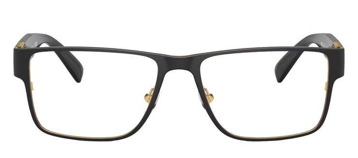 Versace VE 1274 1436 Rectangle Metal Black Eyeglasses with Logo Stamped Demo Lenses