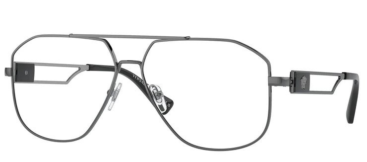 Versace VE 1287 1001 Pilot Metal Gunmetal Eyeglasses with Logo Stamped Demo Lenses