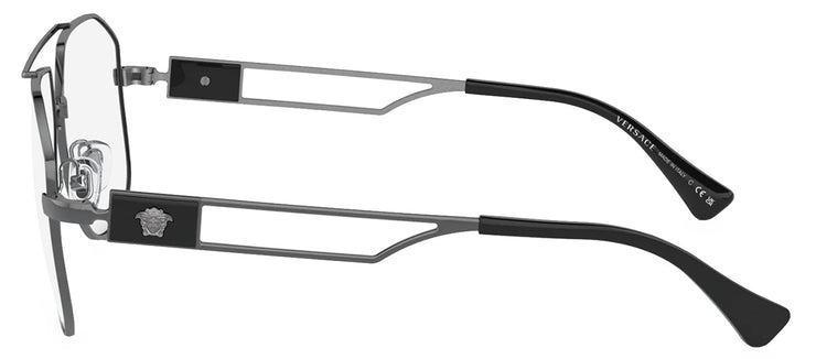 Versace VE 1287 1001 Pilot Metal Gunmetal Eyeglasses with Logo Stamped Demo Lenses