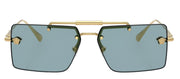 Versace VE 2245 100280 Rectangle Metal Gold Sunglasses with Blue Lens