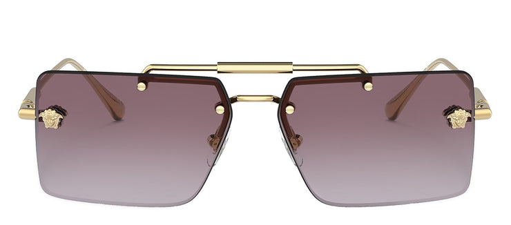 Versace VE 2245 10028H Rectangle Metal Gold Sunglasses with Purple Gradient Lens