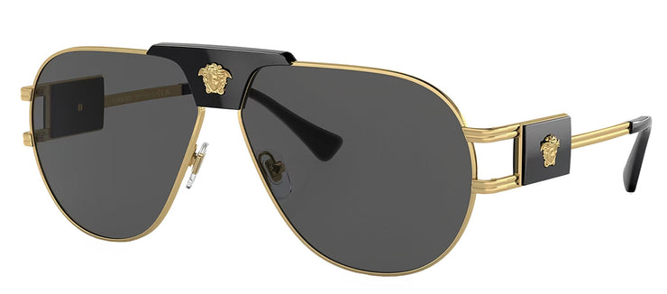 Versace VE 2252 100287 Aviator Metal Gold Sunglasses with Grey Lens
