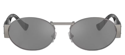 Versace ICONIC VE 2264 10016G Oval Metal Gunmetal Sunglasses with Silver Mirror Lens