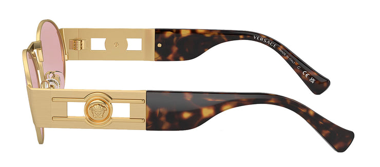 Versace VE 2264 100284 Oval Metal Gold Sunglasses with Purple Lens