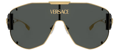 Versace VE 2268 100287 Shield Metal Gold Sunglasses with Grey Lens