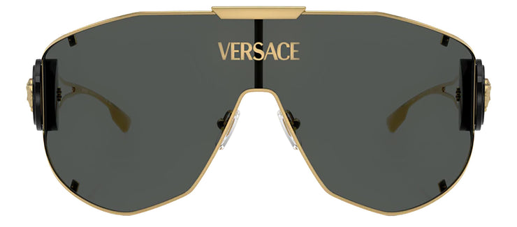 Versace VE 2268 100287 Shield Metal Gold Sunglasses with Grey Lens