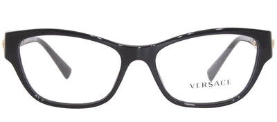 Versace VE 3288 GB1 Rectangle Plastic Black Eyeglasses with Logo Stamped Demo Lenses