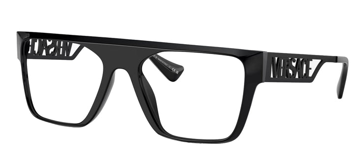 Versace VE 3326U 5380 Rectangle Plastic Black Eyeglasses with Logo Stamped Demo Lenses