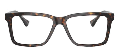 Versace VE 3328 108 Rectangle Plastic Havana Eyeglasses with Logo Stamped Demo Lenses