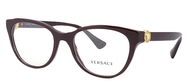 Versace VE 3330 5386 Cat Eye Plastic Plum Eyeglasses with Transparent Demo Lens