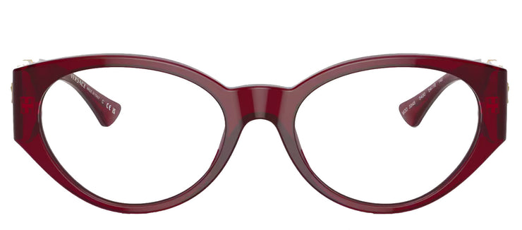 Versace VE 3345 5430 Oval Acetate Bordeaux Eyeglasses with Transparent Demo Lens