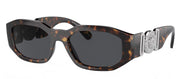 Versace VE 4361 542387 Geometric Plastic Havana Sunglasses with Grey Lens