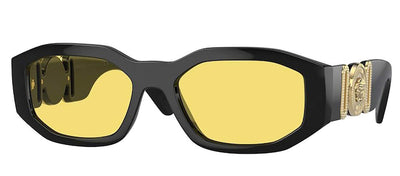 Versace VE 4361 GB1/85 Geometric Plastic Black Sunglasses with Yellow Lens