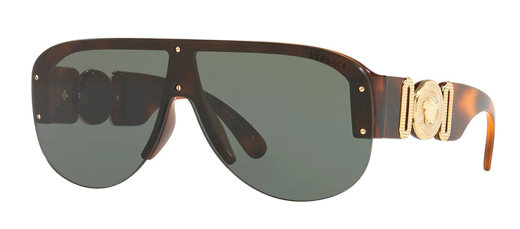 Versace VE 4391 531771 Square Plastic Brown Sunglasses with Green Anti-Reflective Lens