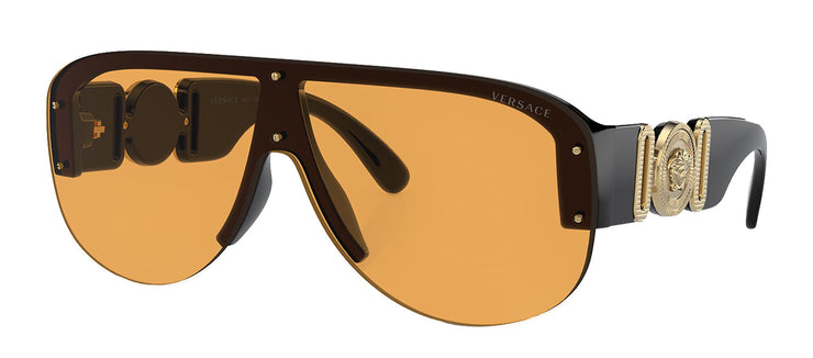 Versace VE 4391 GB1/7 Semi-Rimless Plastic Black Sunglasses with Orange Lens