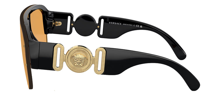 Versace VE 4391 GB1/7 Semi-Rimless Plastic Black Sunglasses with Orange Lens