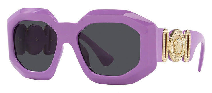 Versace VE 4424U 536687 Irregular Plastic Violet Sunglasses with Dark Grey Solid Color Lens