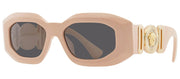 Versace VE 4425U 536387 Irregular Plastic Pink Sunglasses with Dark Grey Solid Color Lens