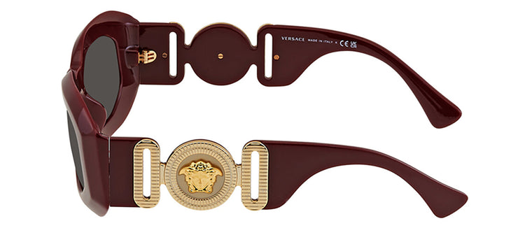 Versace VE 4425U 536587 Irregular Plastic Bordeaux Sunglasses with Dark Grey Lens