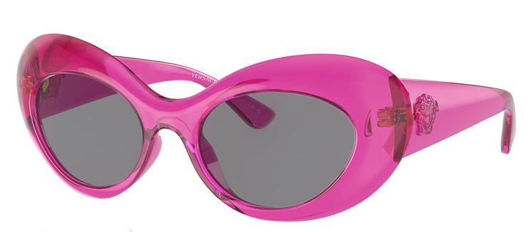 Versace VE 4456U 533487 Round Plastic Pink Sunglasses with Grey Lens