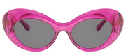 Versace VE 4456U 533487 Round Plastic Pink Sunglasses with Grey Lens