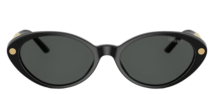 Versace VE 4469 GB1/87 Oval Plastic Black Sunglasses with Grey Lens