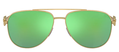 Versace VK 2002 10023R Aviator Metal Gold Sunglasses with Green Mirror Lens