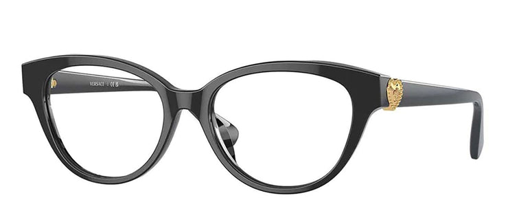 Versace Kids VK 3004F GB1 Cat-Eye Plastic Black Eyeglasses with Logo Stamped Demo Lenses