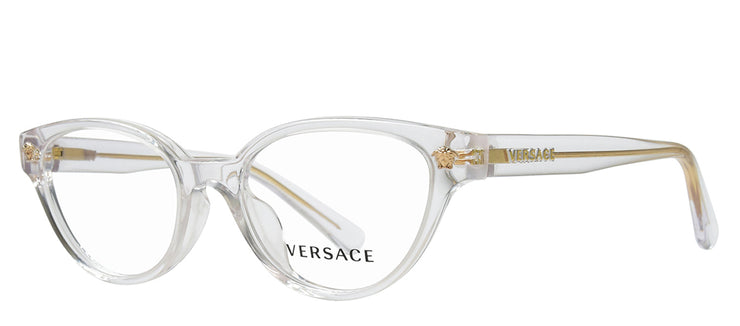 Versace Kids VK 3322U 148 Cat-Eye Plastic Clear Eyeglasses with Logo Stamped Demo Lenses
