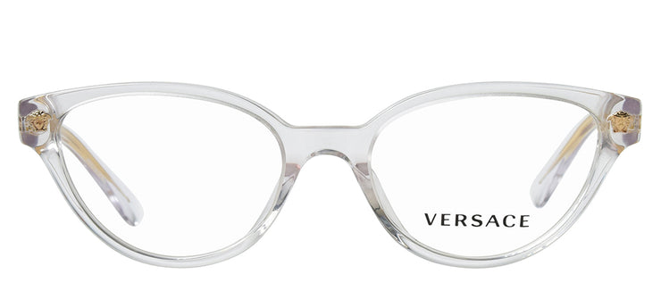 Versace Kids VK 3322U 148 Cat-Eye Plastic Clear Eyeglasses with Logo Stamped Demo Lenses