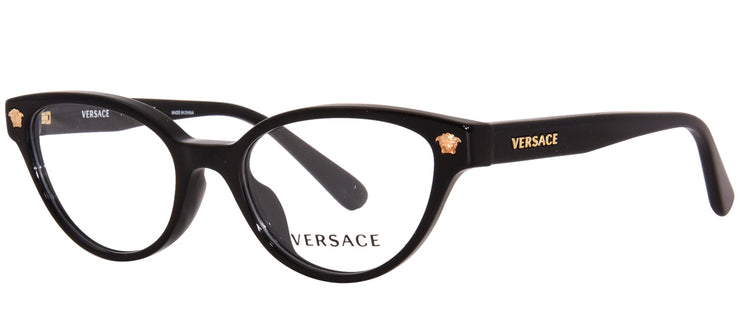 Versace Kids VK 3322U GB1 Cat-Eye Plastic Black Eyeglasses with Logo Stamped Demo Lenses