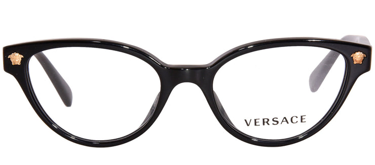 Versace Kids VK 3322U GB1 Cat-Eye Plastic Black Eyeglasses with Logo Stamped Demo Lenses